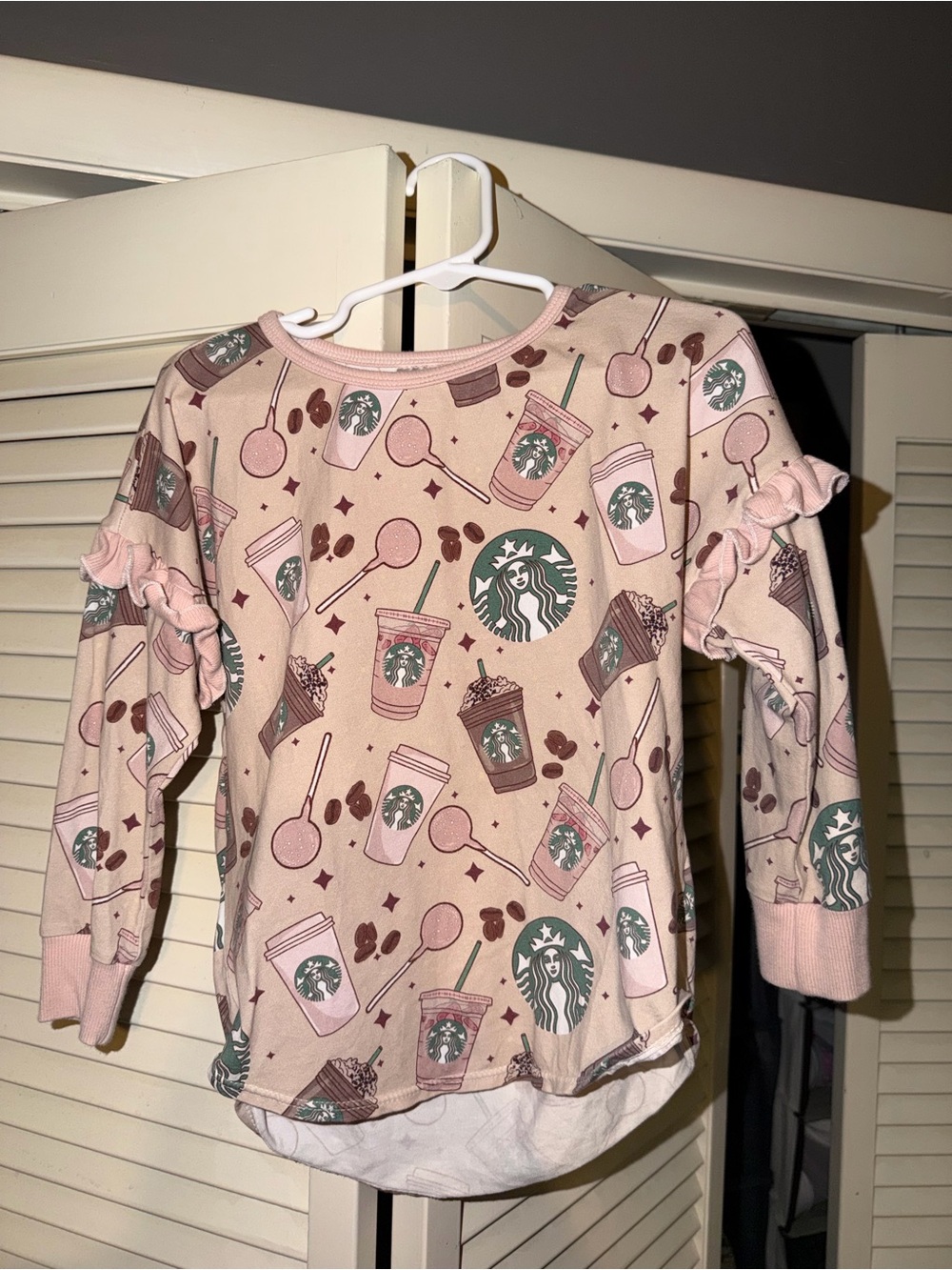 Made By Molly | Coffee and Cake Pops Ruffle tee, size 4T